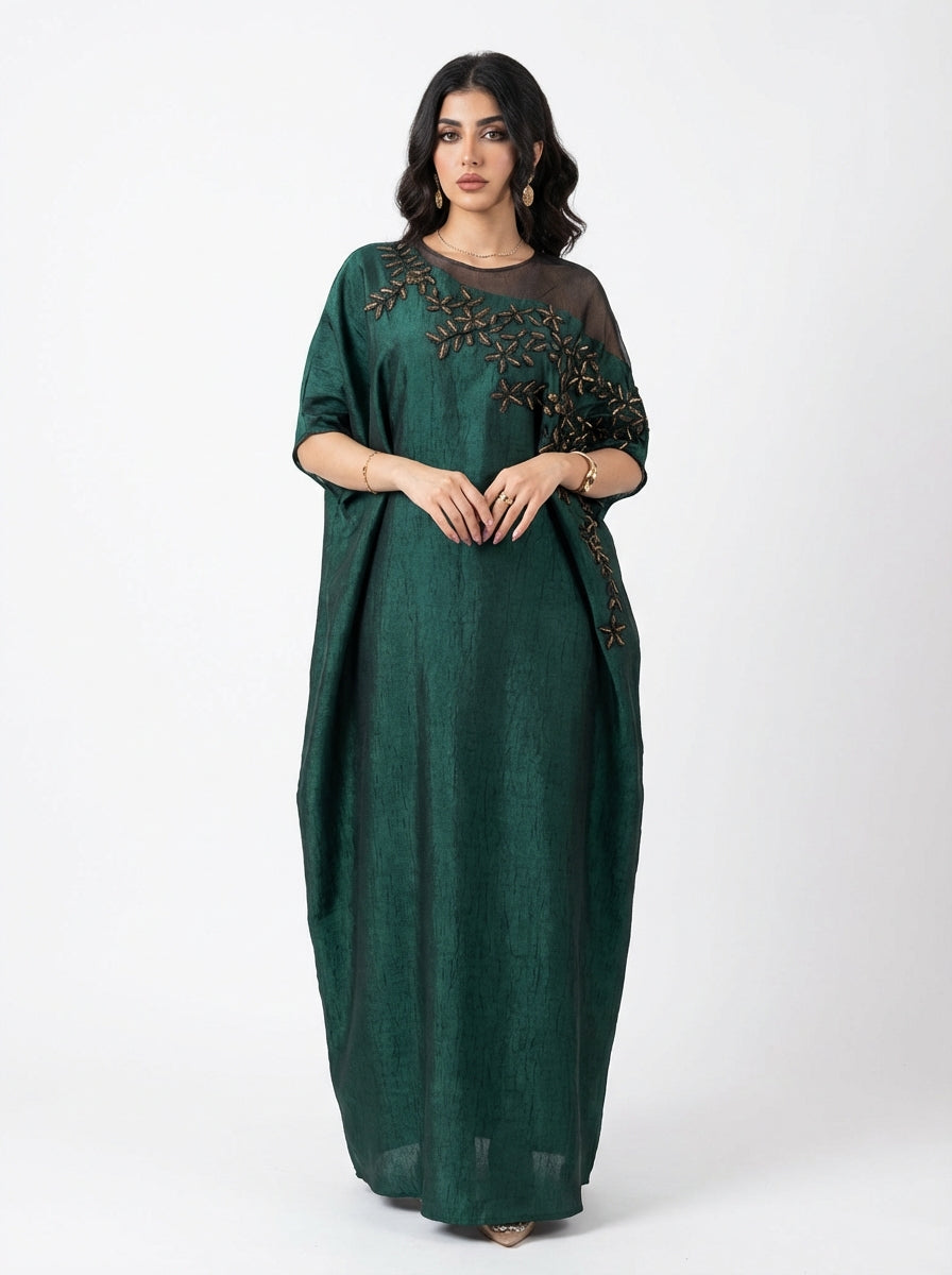 Premium Abaya Green Flora