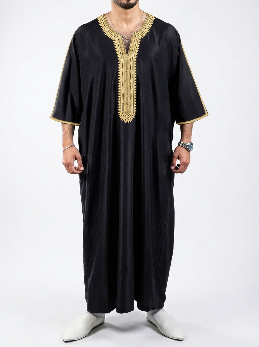 Luxury Thobe Black Gold